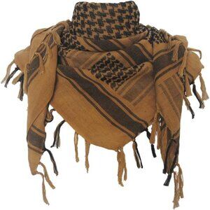 Cotton Scarf Neck Head Wrap with Tassel Camel